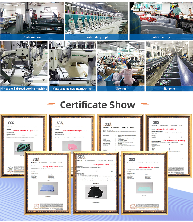 RIVON SPORTS production departments and SGS fabric test reports on file